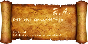 Réthi Annamária névjegykártya