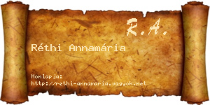 Réthi Annamária névjegykártya